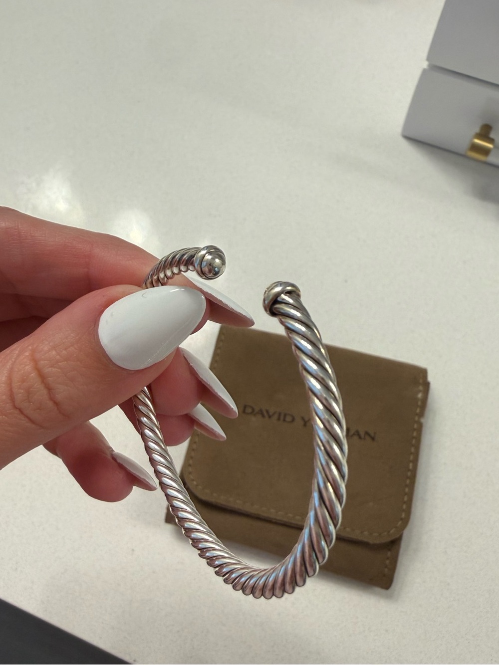 David Yurman Sterling Silver Cable Flex Bracelet — Silver - Picture 6 of 6